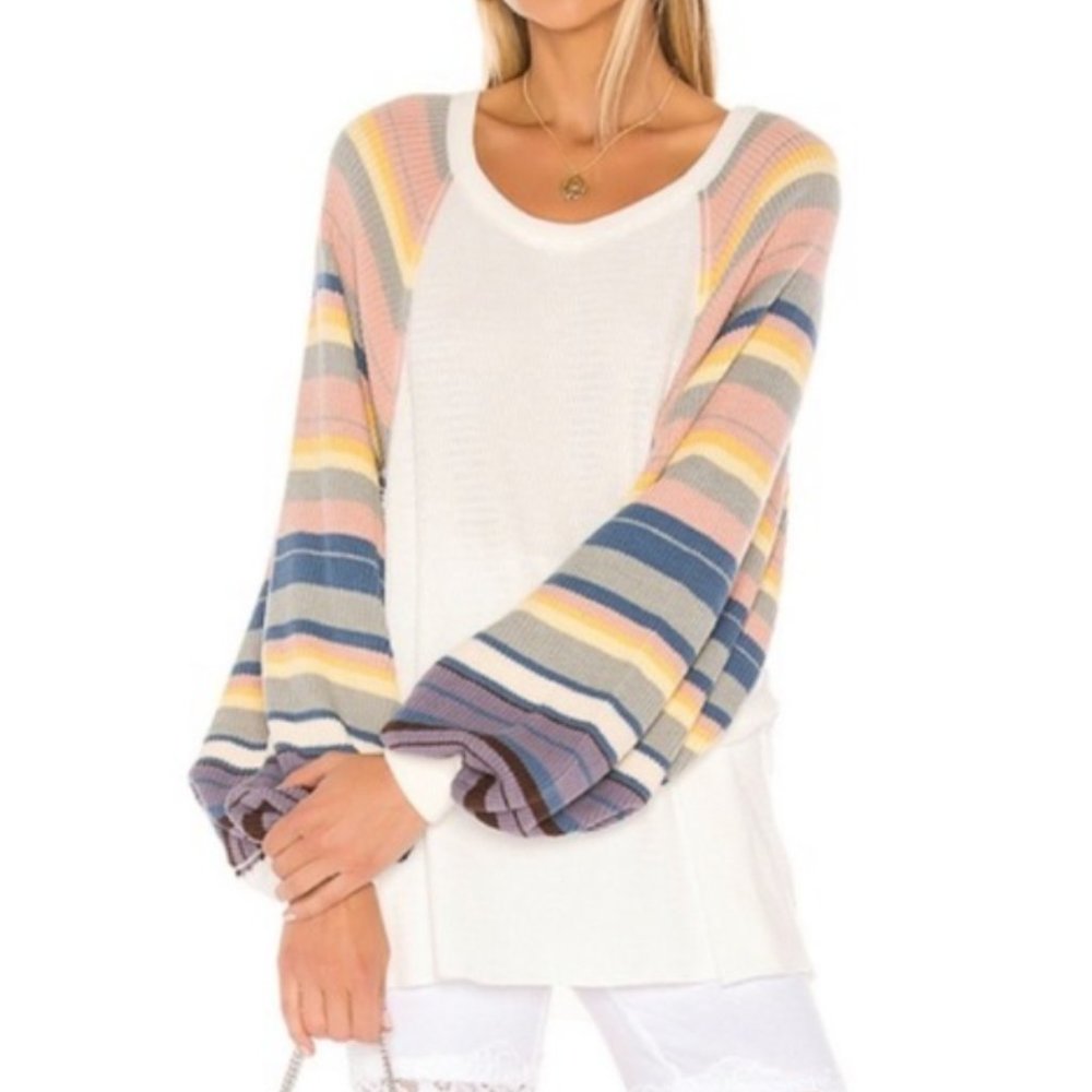 NWT Free People We The Free Rainbow Dreams Pullover Oversized Thermal Sweater